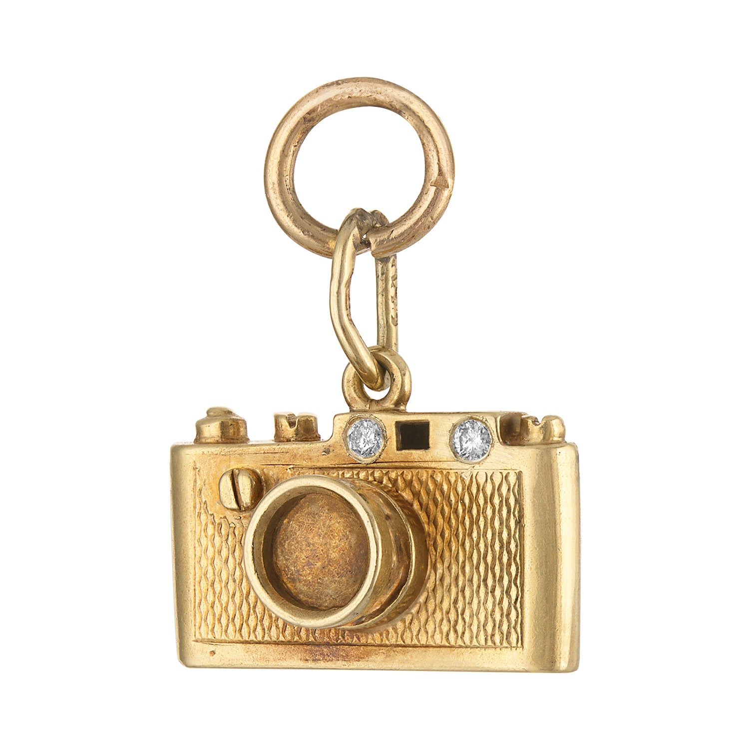 Vintage Diamond Camera 18k Gold Charm